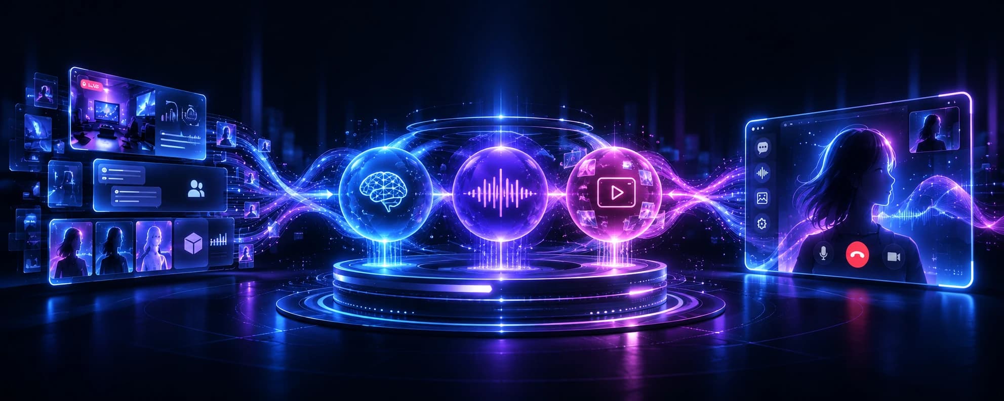 Creator Intelligence Engine → LLM · TTS · Video Generation → Real-time AI Video Interaction